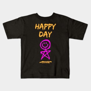 Happy Today - Smiling Stick Figure Kids T-Shirt
